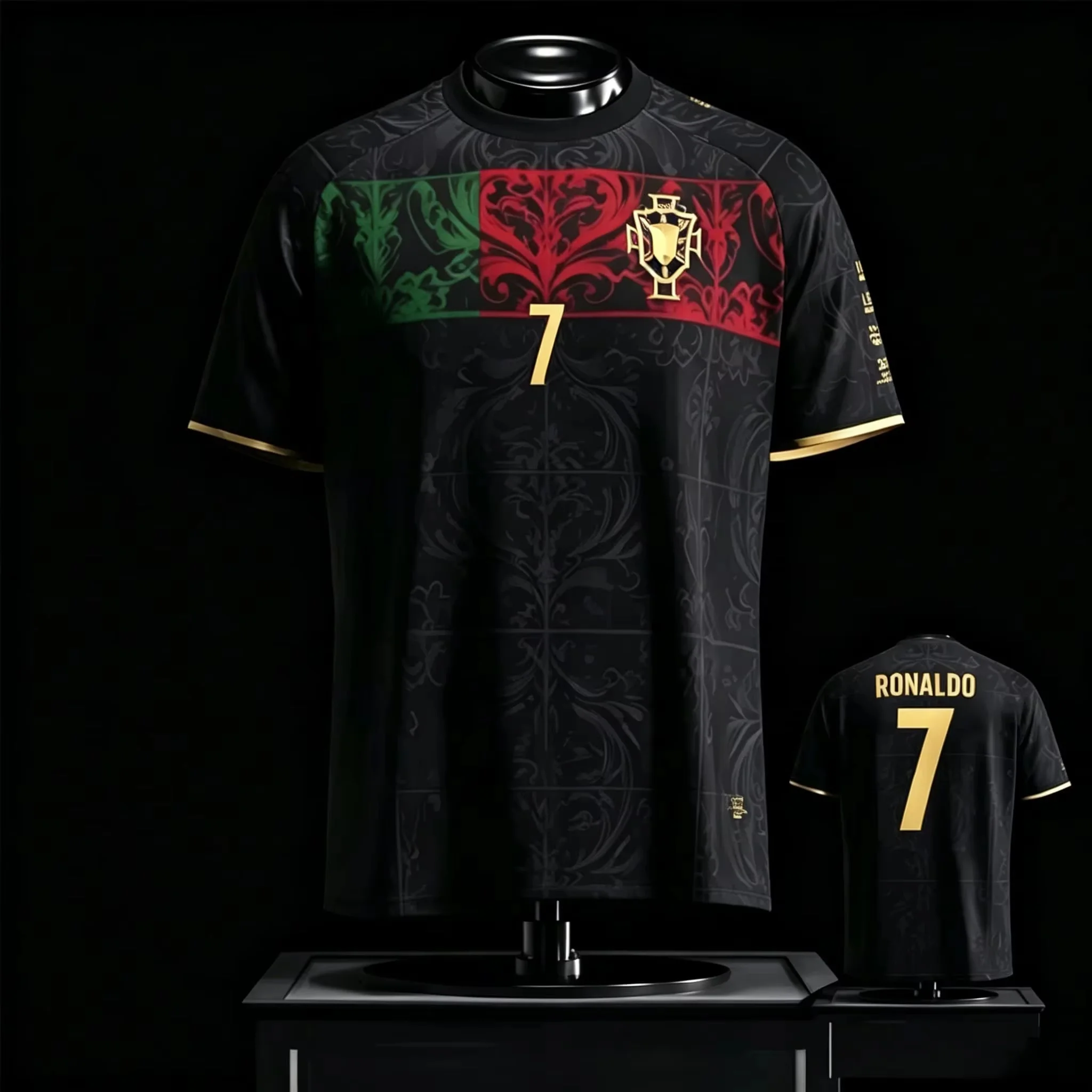 2026 Ronaldo Portugal Trikot Top Herren T-Shirt Damen T-Shirt Jungen Top Schnelltrocknend Kurzarm Kinder T-Shirt Familien-Set – Detail 7
