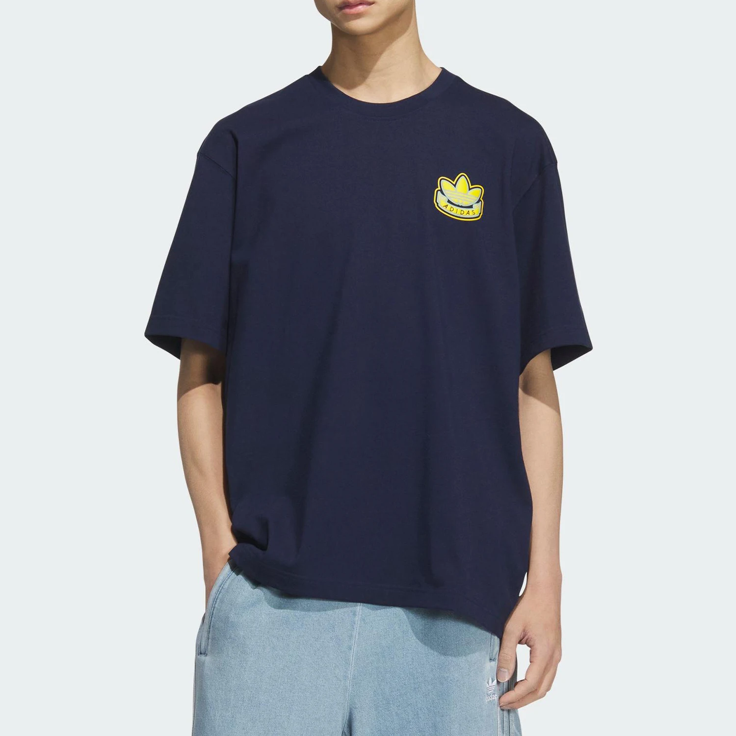 Adidas Authentic Three Leaves Men's Women's Loose Knit Daily Sports Short Sleeve KC3109
