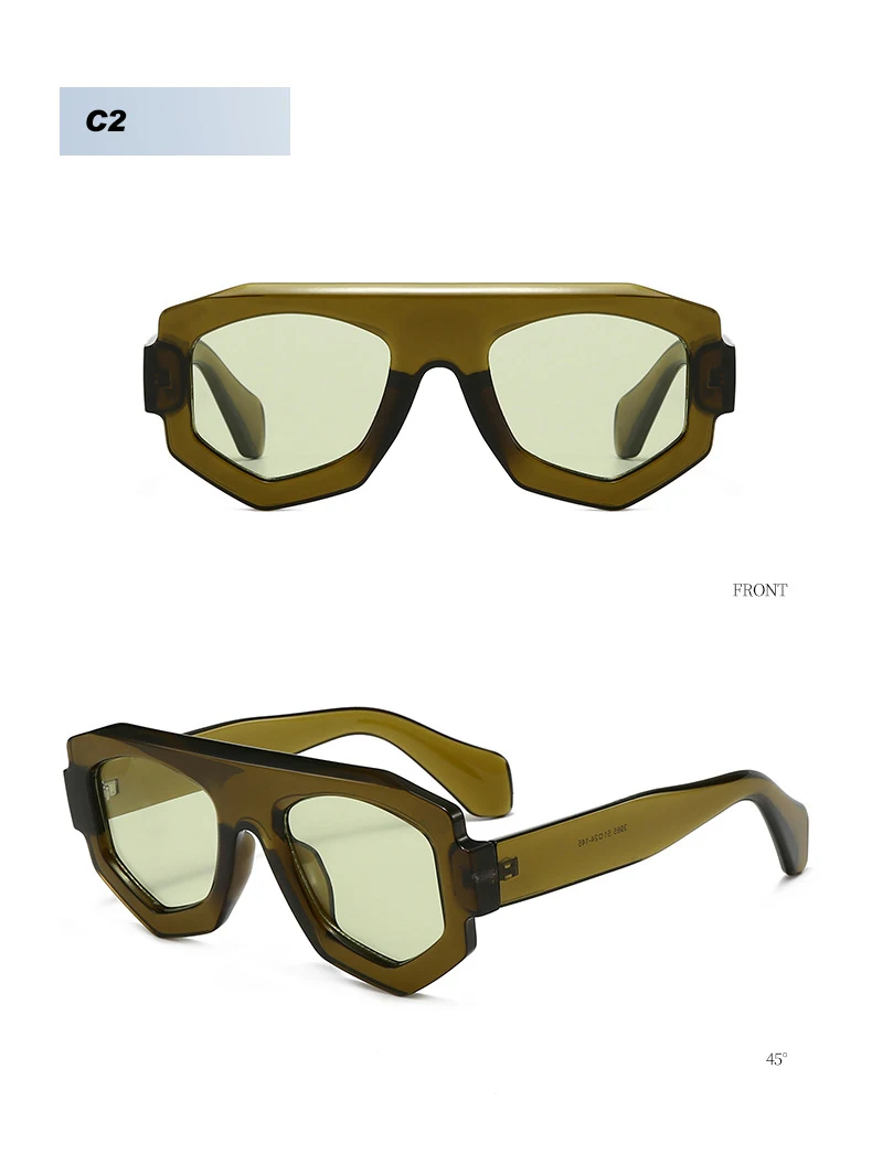 SO&EI Mode Unregelmäßige Quadratische Frauen Sonnenbrille Shades UV400 Retro Blau Lila Männer Sonnenbrille – Detail 8