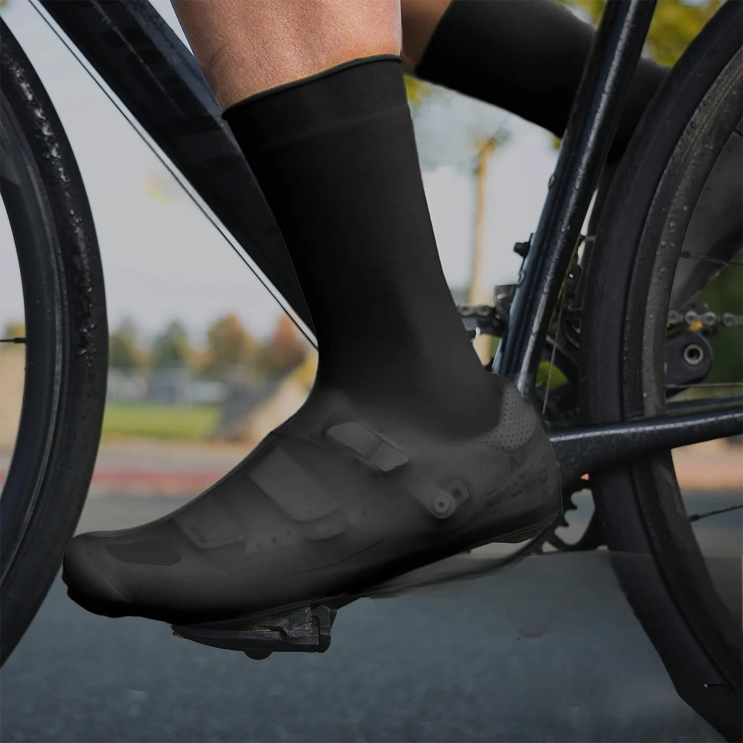 Premium Silicone Cycling Overshoes with Snaps - Waterproof, Windproof, Reusable Boot-Style Covers