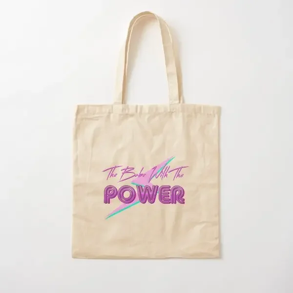 

The Babe With The Power Cotton Canvas Bag Shoulder Bag Tote Fabric Travel Designer Unisex Handbag Reusable Ladies Casual Women
