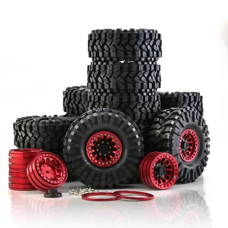 4 buah Set ban karet pelek roda Beadlock 120mm logam 1.9 "untuk mobil Crawler RC 1/10 Trxs TRX4 RC4WD D90 Axial SCX10 II III MST