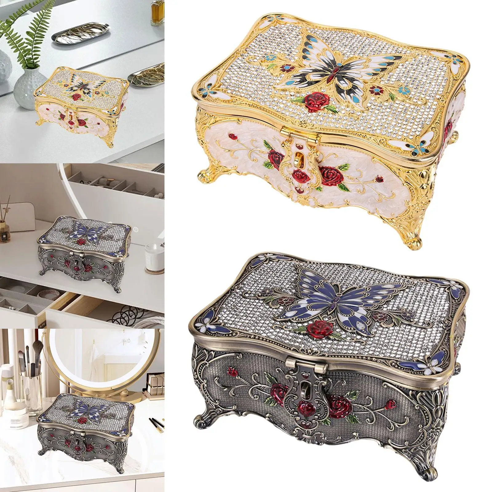 

Jewelry Storage Box Jewelry Storage Case Earrings Built in Mirror Lady Bracelets