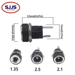 【50-10PCS】5.5X2.1/5.5X2.5MM DC Power Jack Socket Supply Female Panel Mount Connector Plug Adapter 2 Terminal Type DC 5.5*1.35