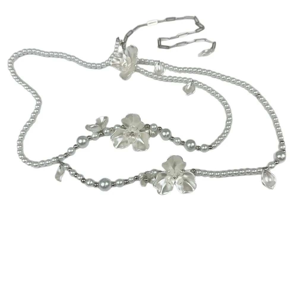 

‌ Поясная цепочка с жемчугом и лунным светом - двойное ожерелье и пояс, элегантный пояс с цветком для женщин