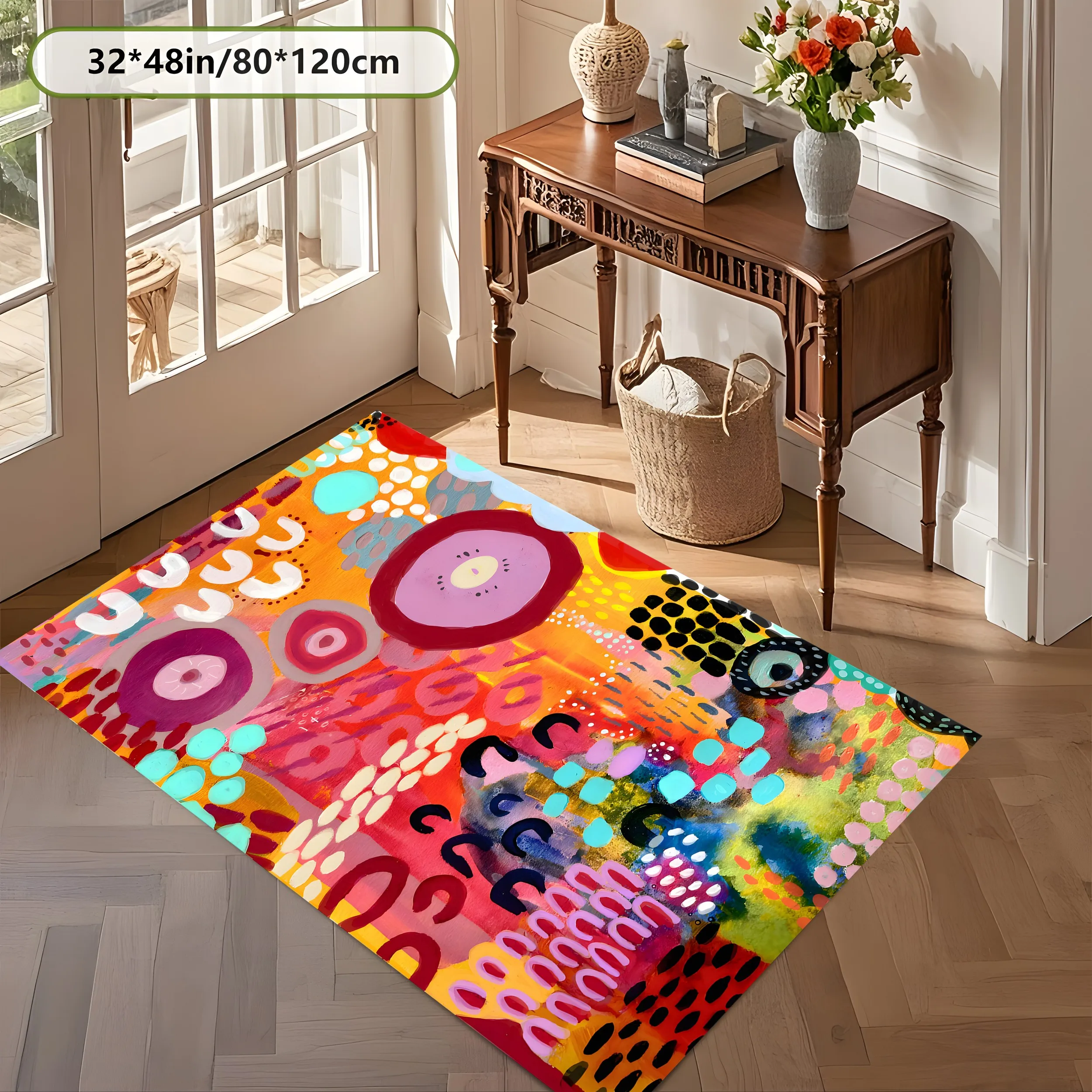 Large Area Rug High Saturation Pop Geometric Print Soft Velvet Living Room Bedroom Home Decor Area Rug