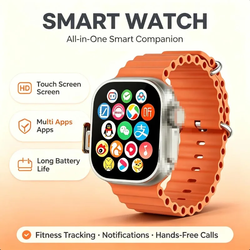 2026 New Smart Watch Bluetooth Call GPS Compass Heart Rate Tracker Message Reminder Unisex Sports Wristwatch