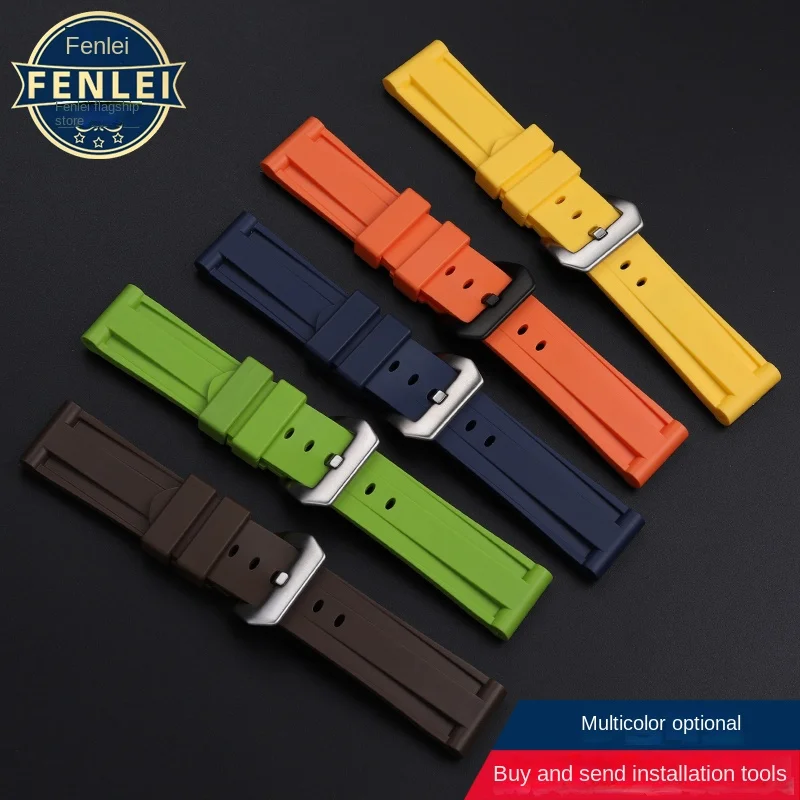 For Panerai Lumino PAM01312 PAM441 359 111 Bracelet Fat Sea Waterproof Men\'s Silicone Watch Band 22 24mm 26mm Rubber Watch Strap