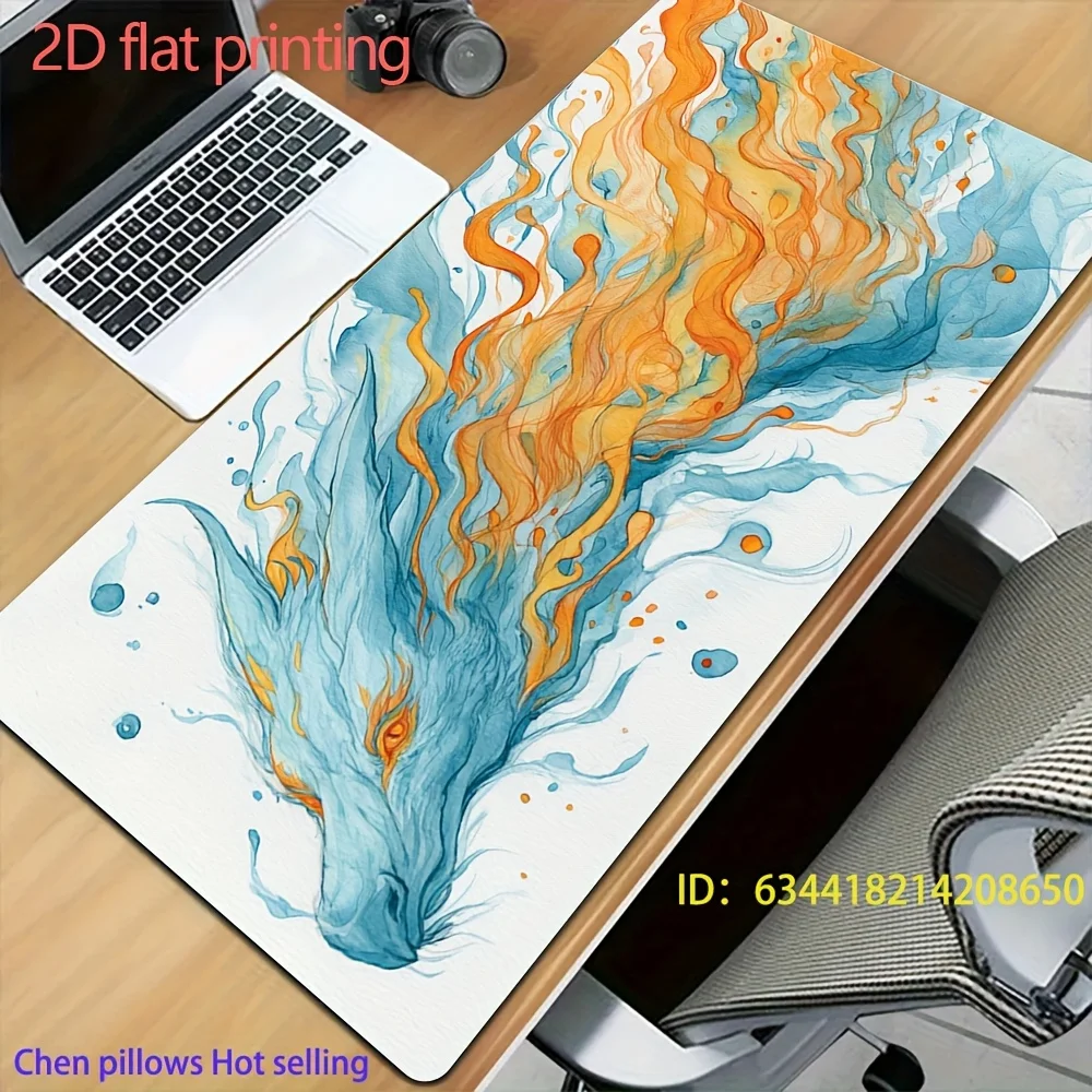Watercolor Fox Spirit Large Mouse Pad, XXL Aesthetic Desk Mat, Non-Slip Keyboard Pad for Gamers