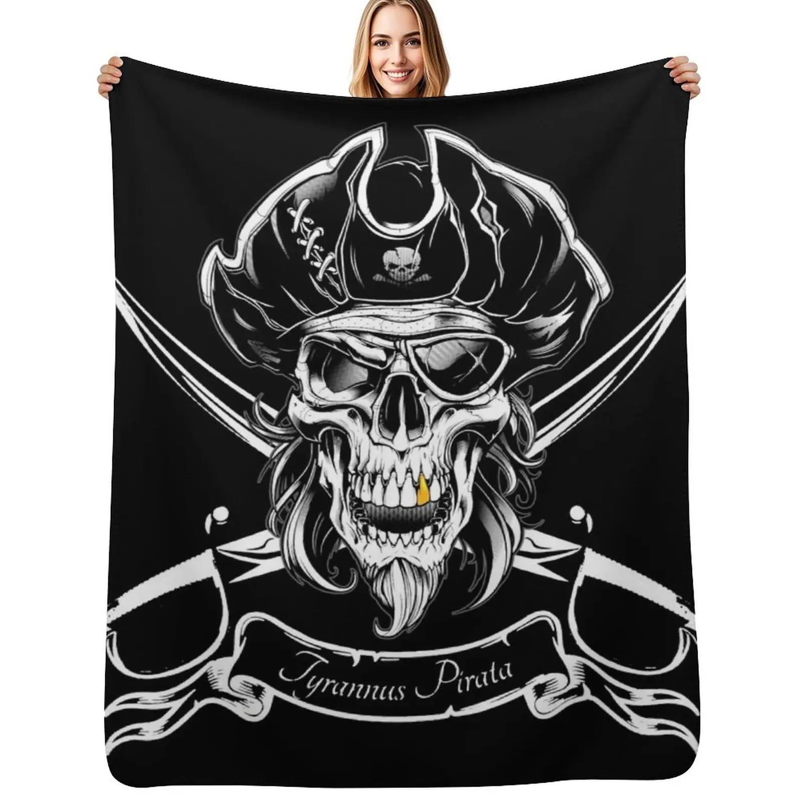 Pirate Throw Blanket Stain Resistant Cozy Warm Blanket