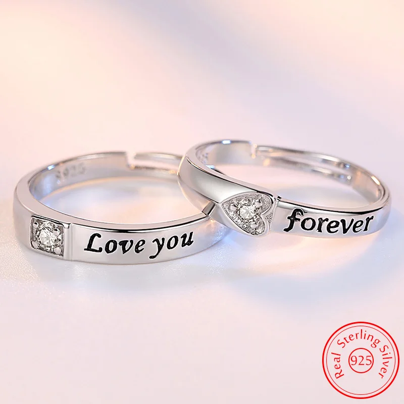 

High Quality Gift Jewelry Lady's Fashion Crystal Forever 925 Sterling Silver Couple Rings For Men XY0368