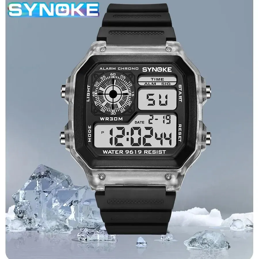 SYNOKE zegarki cyfrowe mężczyźni sport Luminous wielofunkcyjny wodoodporny zegarek Chrono Outdoor i bieganie Student siedem świateł
