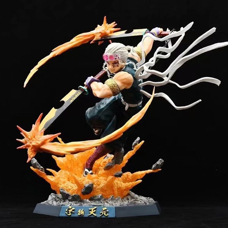 

37cm Demon Slayer UP Uzui Tengen Anime Figure Kimetsu No Yaiba PVC Action Figure Led Light Figurine Collectible Model Doll Toy