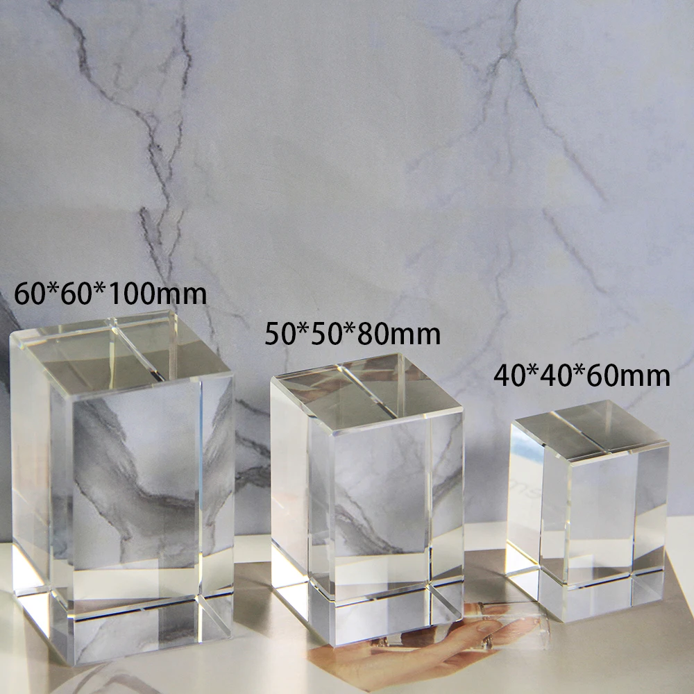 Clear Crystal Cube Paperweight Exquisite Crystal Crafts Souvenir DIY Glass Blank for Laser Engraving Patterns Inside the Cube