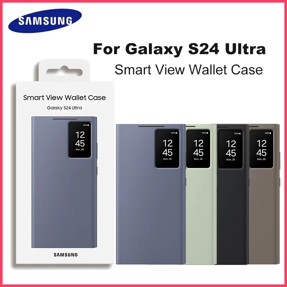 Custodia Smart Flip originale per Samsung Galaxy S24 Ultra S-View per Galaxy S24Ultra LED Cover trasparente custodie per Windows Phosne