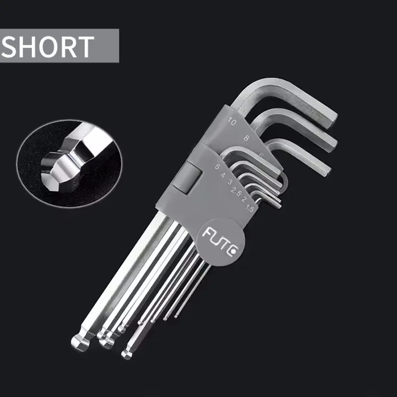 9PCS Allen Wrench Set Hex Wrench kit Long Arm Hex Key Set 1.5mm To 10mm Hex Key Allen Key Ball Wrench Torx keys