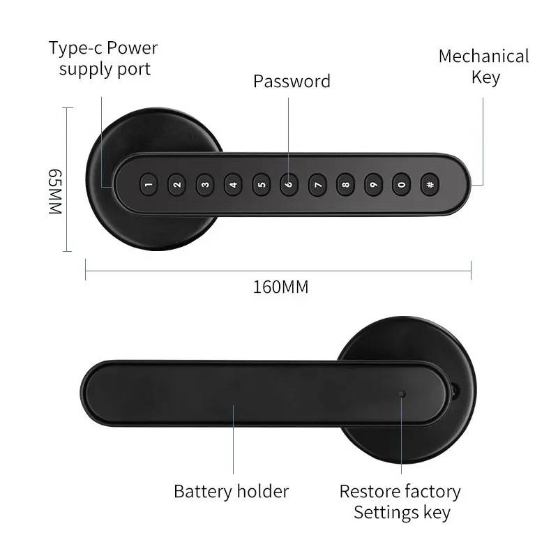 Smart Door Lock IP65 Waterproof Room Door Intelligent Lock Silicone Button Password Key Tuya APP Unlocking Anti-theft Lock