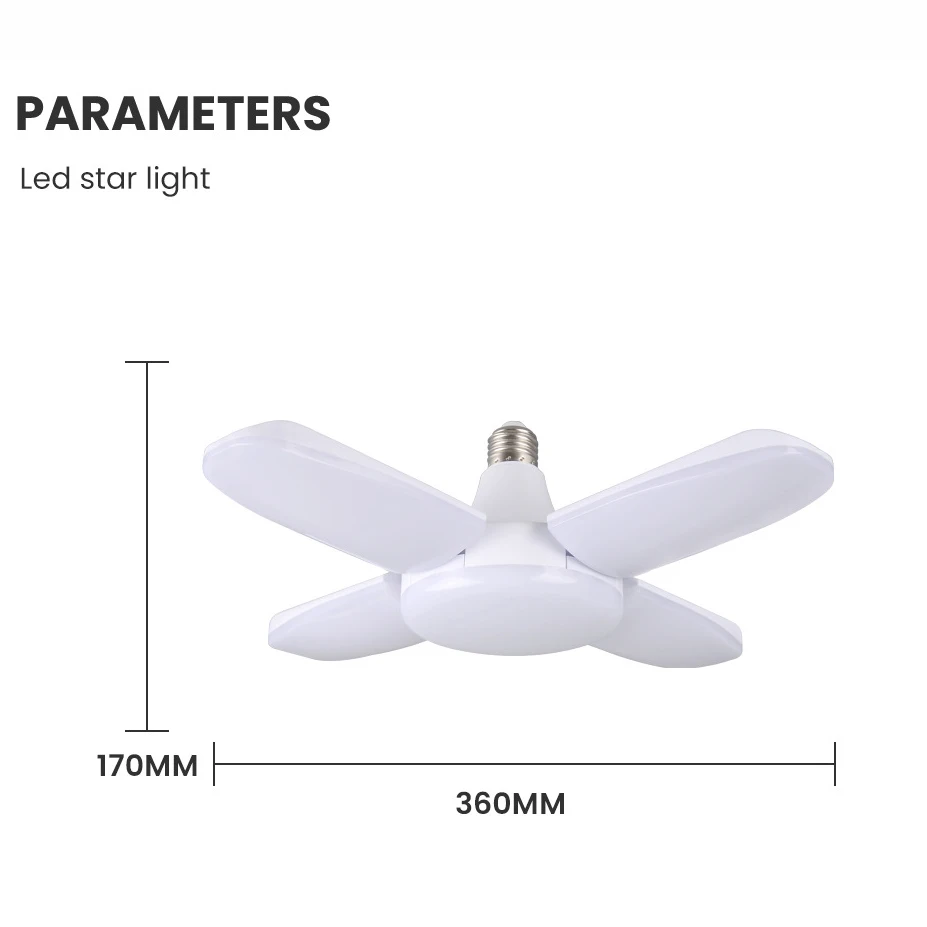 E27/E26 60W Fan Shape Foldable LED Pendant Lights No Flicker  LED Bulb 110V/220V 360 Degrees Angle Adjustable Ceiling Lamp