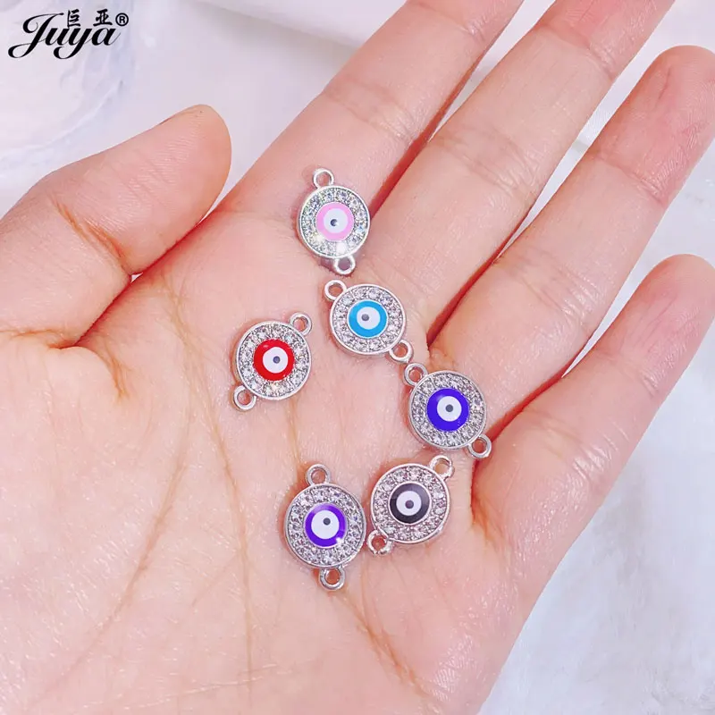 15pcs/lot Turkish Evil Eye Crystal Connectors Charms For Jewelry Making Supplies DIY Handmade Bracelets Anklets Accessories