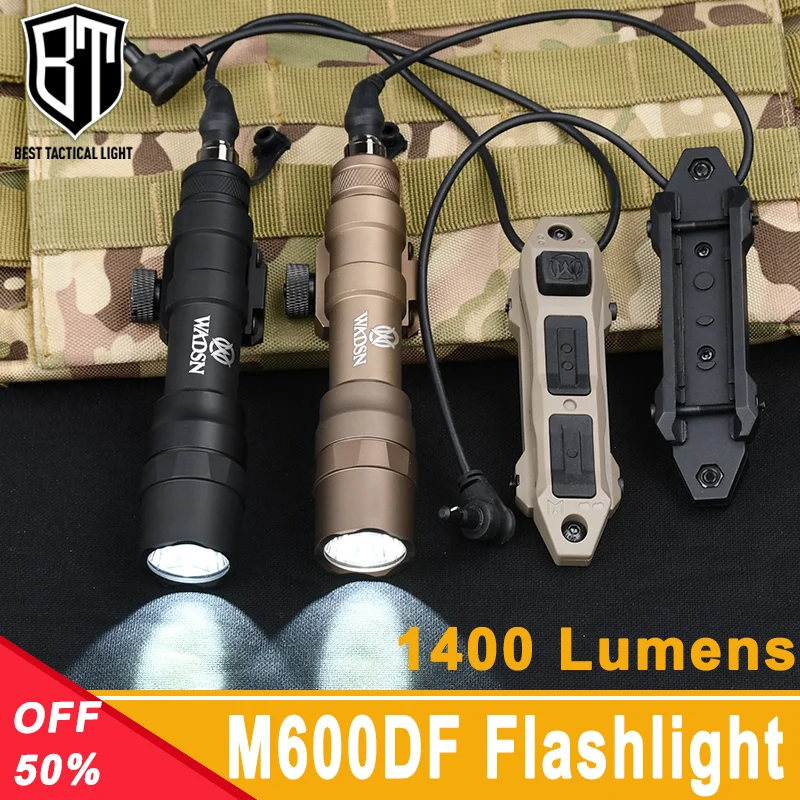 WADSN Tactical M600 M600DF Flashlight White Scout Light 1400lumens Higt Power Flashlight For 20mm Rail Hunting Weapon Accessory