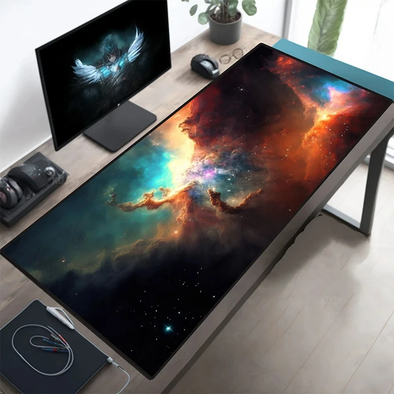 Galactic gaming mouse pad teclado de computador tapetes de mesa anti-deslizamento de borracha lavável tapete de escritório em casa e-sports macio portátil mousepad