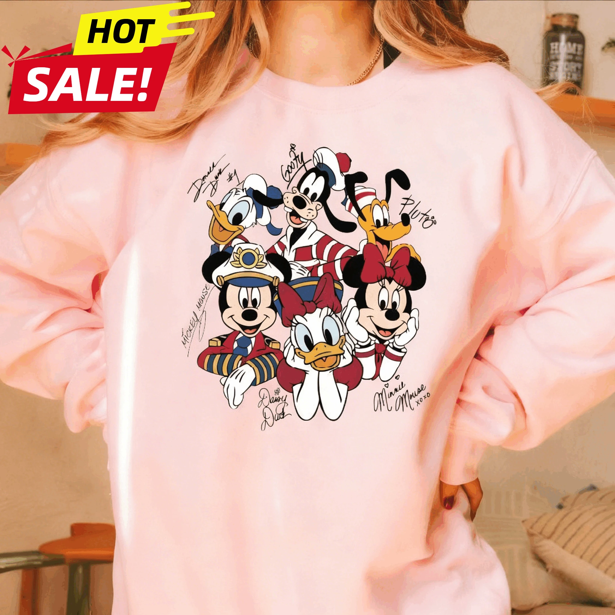 Disney minnie mickey menino menina inverno tripulação pescoço camisola família pai-filho oversized das mulheres dos homens oversized hoodie mangas compridas topo