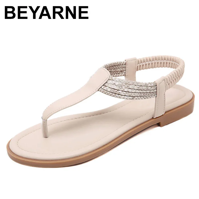 BEYARNE Women Sandals Summer Casual Flip Flops Low Heels Platform Shoes Ladies Non-slip Beach Sandals Mujer SandaliasE580