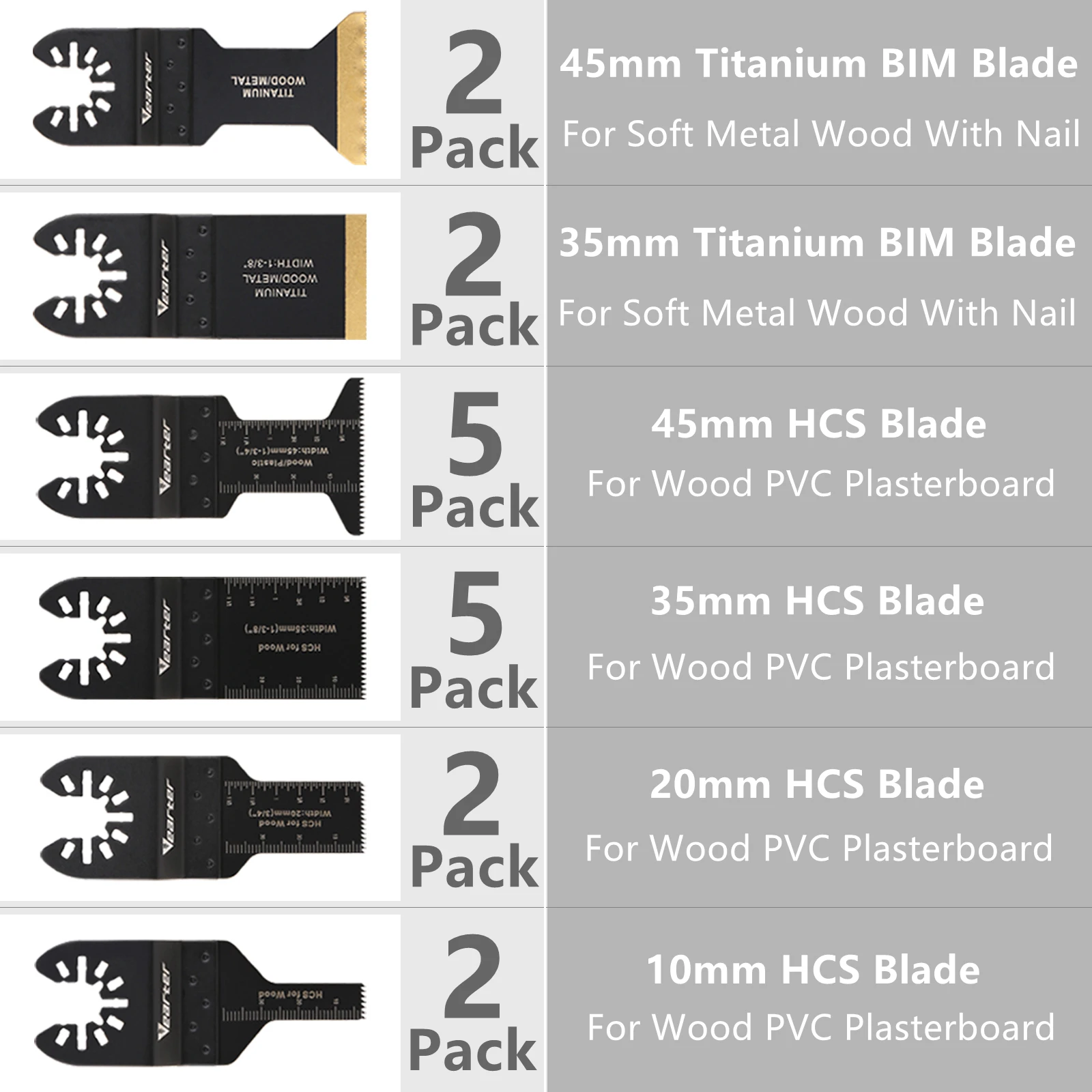 Vearter 52 pz/set Kit lama per sega a battente universale oscillante multiutensile lama a sgancio rapido per il taglio di chiodi in legno plastica metallica