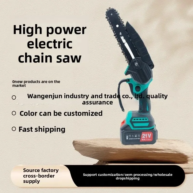 Universal6 Inch 21V Mini Electric Chain Saw, Household Handheld Lithium Chain Saw, Small Woodworking Garden Logging Saw Brushles