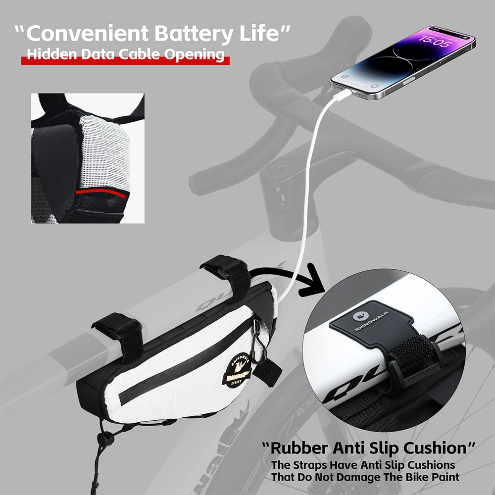 Rhinowalk إطار دراجة هوائية حقيبة الدراجات الحضرية دراجة الثلاثي Crossbeam حقيبة حقيبة التخزين ل Mtb والطريق الحصى دراجة الطلاء حماية #5