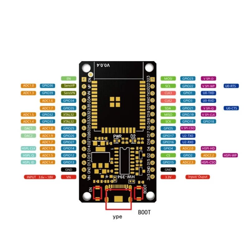 ESP32-DevKitC Dual Core Board ESP32 TYPE-C USB CH340C Development Board ESP32-WROOM-32D WiFi Bluetooth-compatible Board