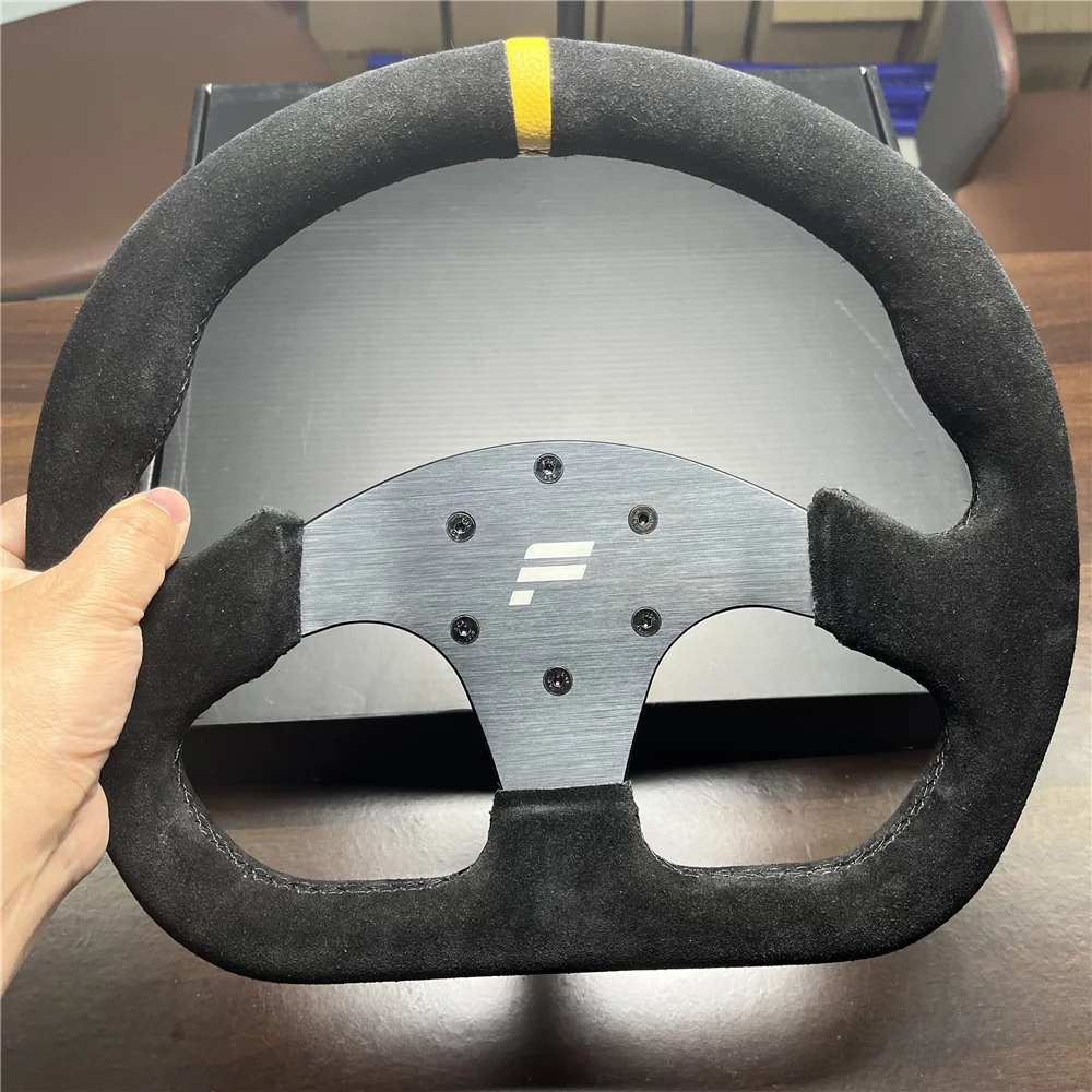 

13inch 330mm Type D Steering Wheel Suede Steering Wheel Flat Game Steering Wheel Blue Yellow Ring