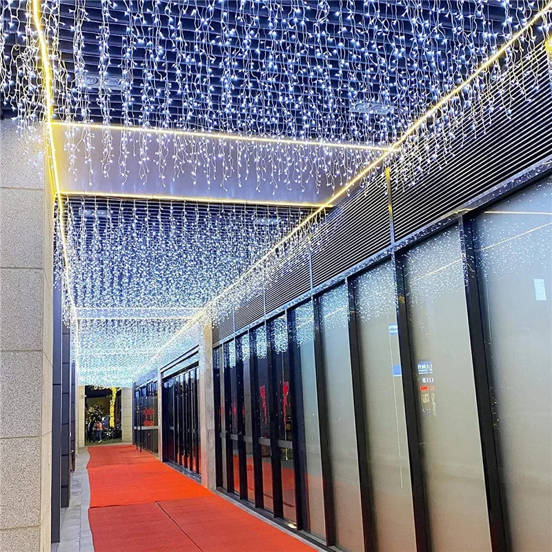 LED Curtain Icicle Lights Christmas Wedding Holiday Lighting Garden Eaves