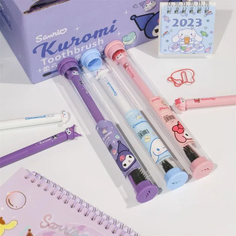 Kawaii Sanrio Toothbrush Cartoon Cinnamoroll Kuromi Student Adult Household Tooth Brush Sets Soft Toothbrushes Dental Oral Care