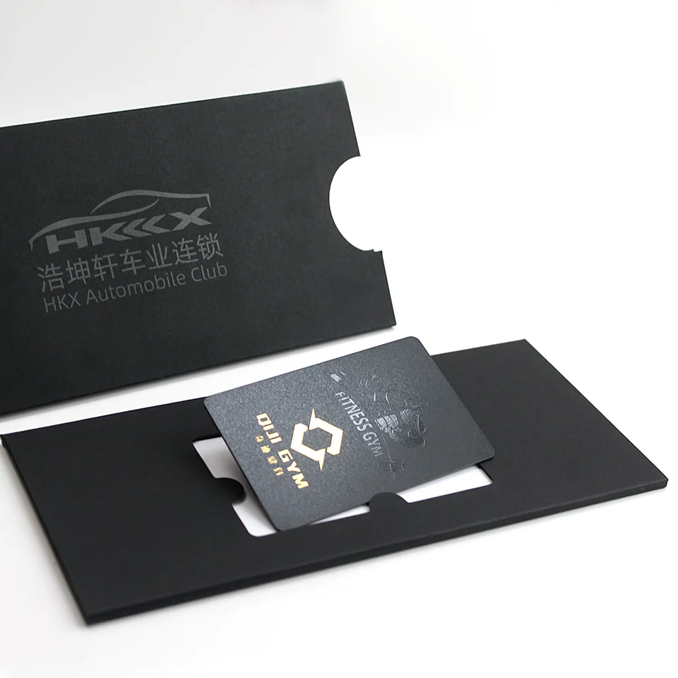 Luxury Custom LOGO VIP Card Protect Sleeve Envelope Gold Foil Printing Business Card Holder Packing Pulling Type