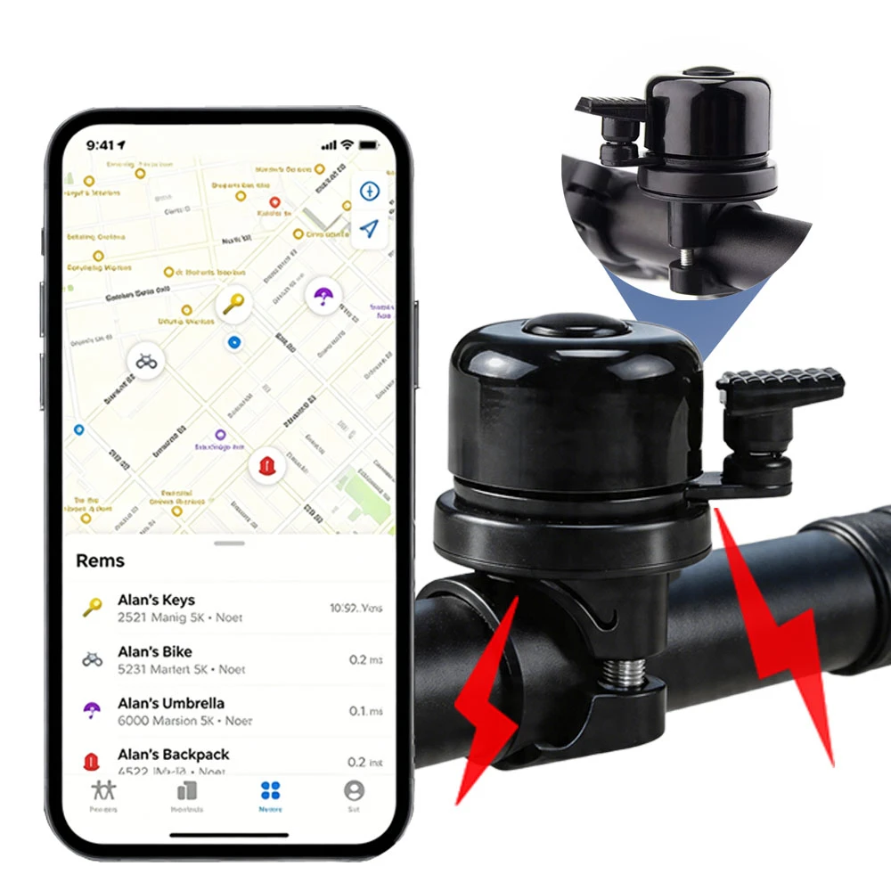 AliExpress NONE Bike Bell For Apple AirTag Waterproof ‎Handlebar Mount Bicycle Bell Hidden GPS Tracker Cycling Bike Accessories