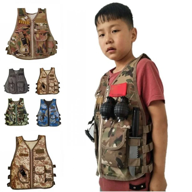 Children Army Tactical Military Sniper Vest Hunting CP Camouflage Uniform Jungle Combat Clothing CS Game Airsoft Vest For Kids