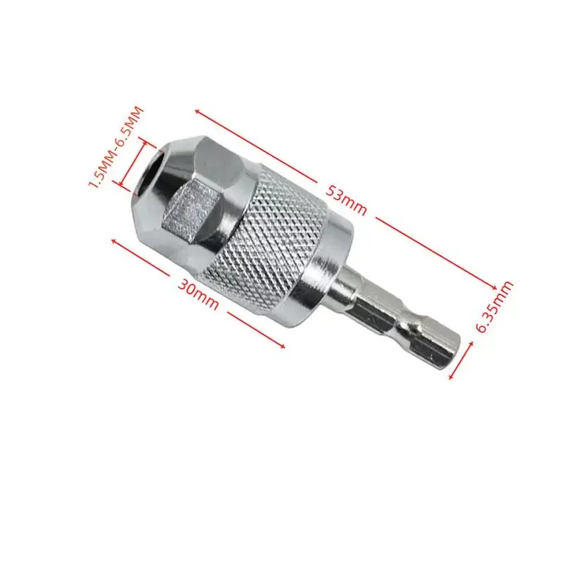 3-Jaw Hex Shank Drill Chuck Adapter Quick Change Keyless Converter 1.5–6.5mm for Electric Drill Woodworking DIY Tool