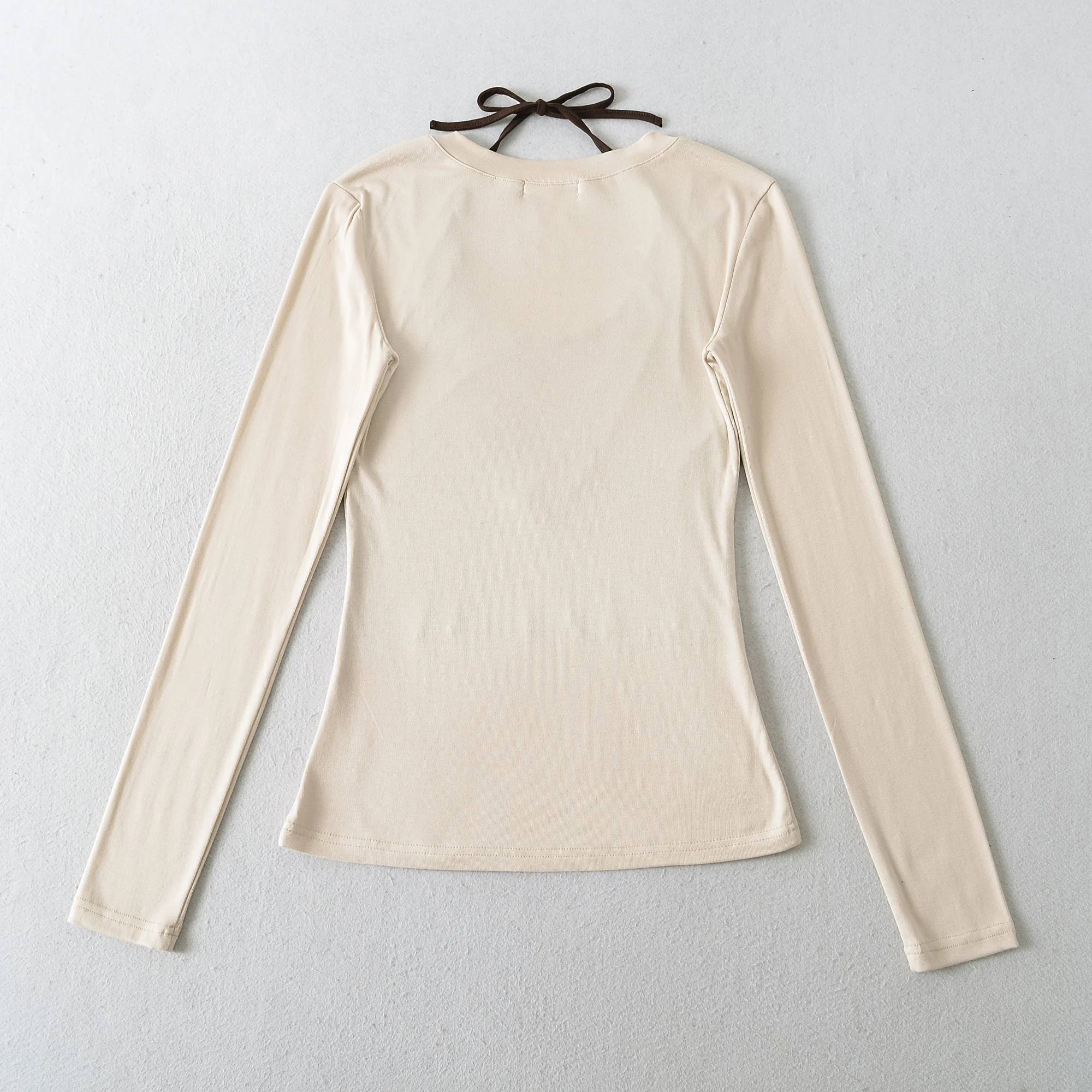 4 ألوان 2025 الخريف التعادل القوس الرسن التباين اللون كاذبة 2 قطع طويلة الأكمام تي شيرت عادية المحملة البلوز المحاصيل الأعلى