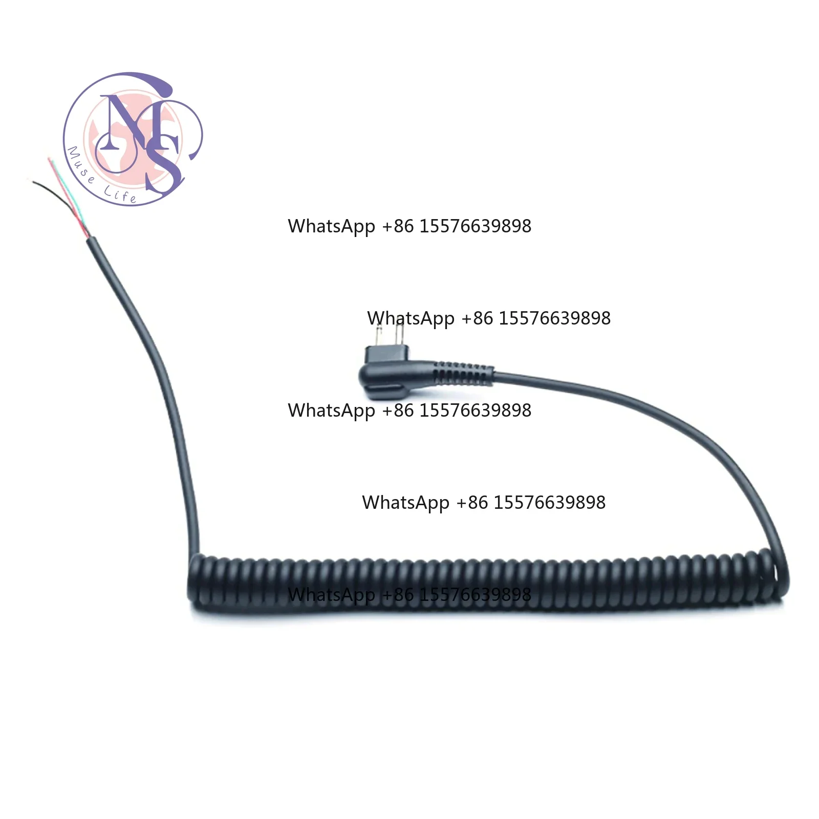 ZOCI-FOR Speaker Mic Extension Cable, 4 Wire 2 Pin Spring Cable for Two Way Radio Accessories