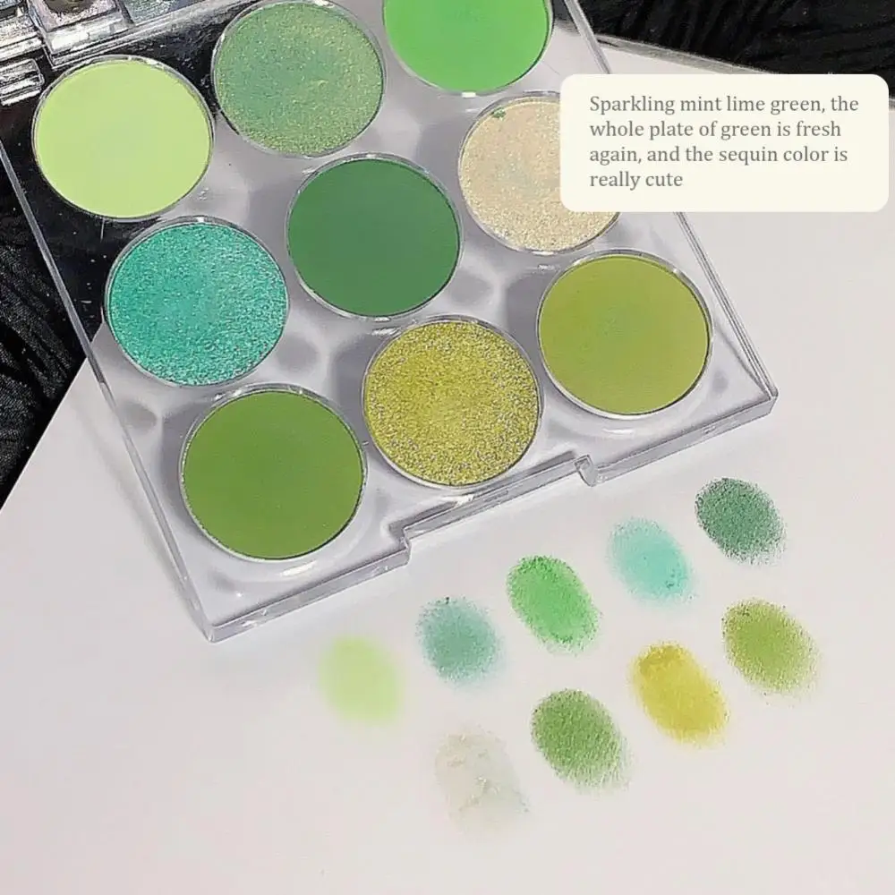 9-Color Eye Shadow Pallet Glitter Pearly Eyeshadow Palette Blue-green Fresh Long Lasting Eyes Make Up Palette Beauty Cosmetics