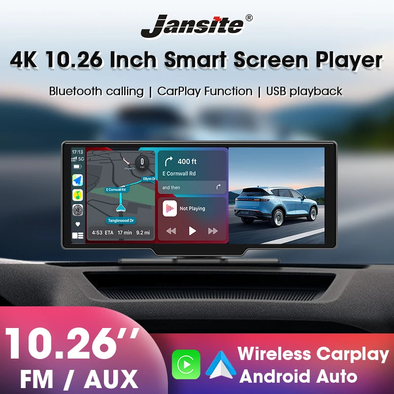 

Jansite Carplay Android Monitor 10.26 Inch Android WIFI GPS Navigation Android Auto Smart Player Bluetooth Support Rear Cam