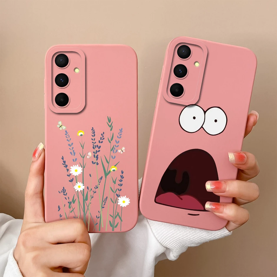 For Samsung Galaxy A55 5G Case Cute Amusing Smiling Face Couple Liquid Silicone Soft Back Cover For Galaxy A55  A 55 Coque Funda