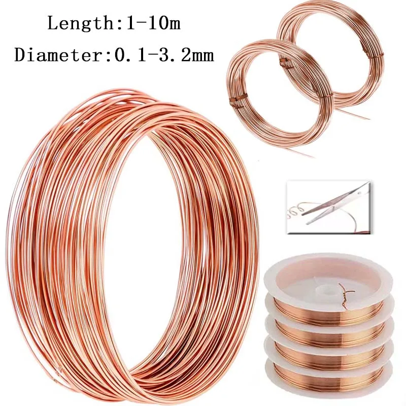 

1-3 рулона T2 чистая медная проволока 0,1-3,2 мм голая и эмалированная катушка медовой проволоки 1-10 м для поделок своими руками, электрических проектов, быстрая доставка