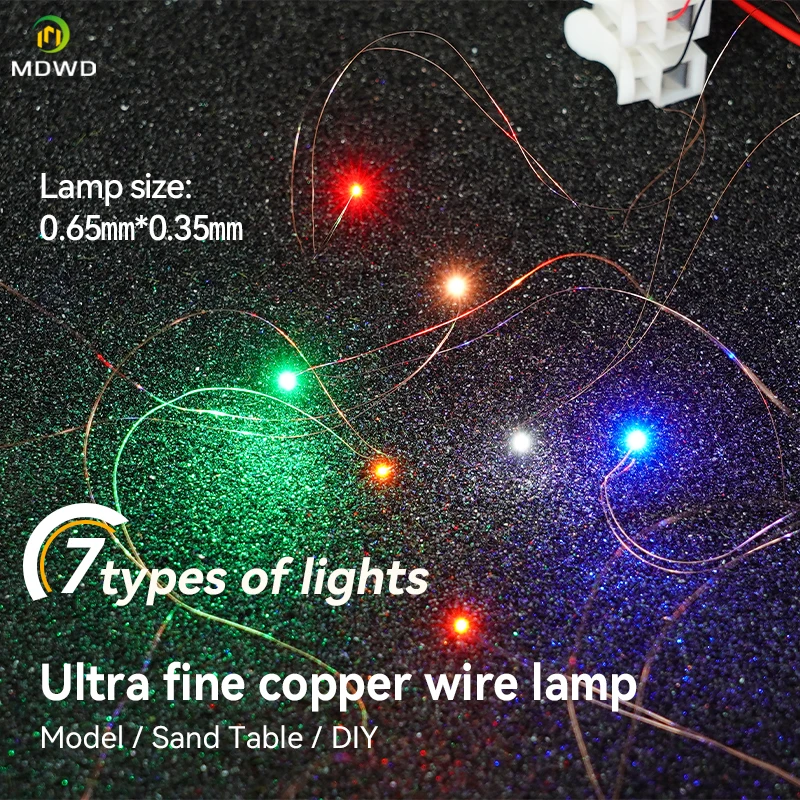 10pcs 0201 Copper Line 200mm SMD Led Light 3v Train HO N OO Scale Pre-soldered Micro Litz Wired LED Leads Wires