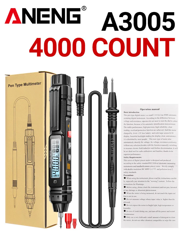 ANENG قلم متعدد رقمي عالي الدقة صغير محمول أوتوماتيكي بالكامل عالمي لإصلاح الإلكترونيات