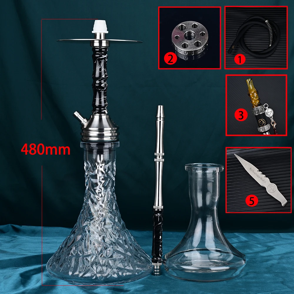 Wolfcoolvape Hookah Shisha Pipe kit original high quality hookah single tube pot resin stainless steel hookah pot complete set