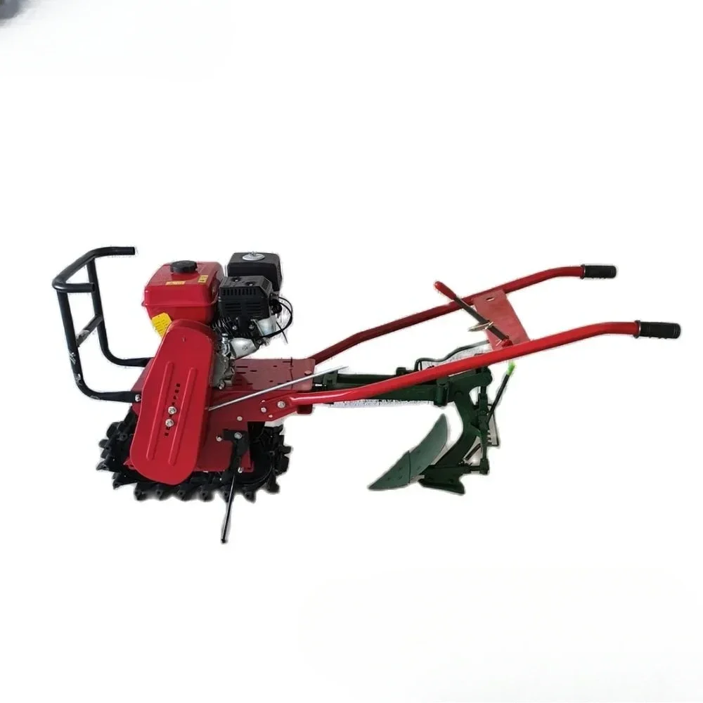 Cultivator Gasoline Diesel Chain Rail Crawler Tiller Ditcher Loosening Single Wheel Plow Machine Host+Flip Plow