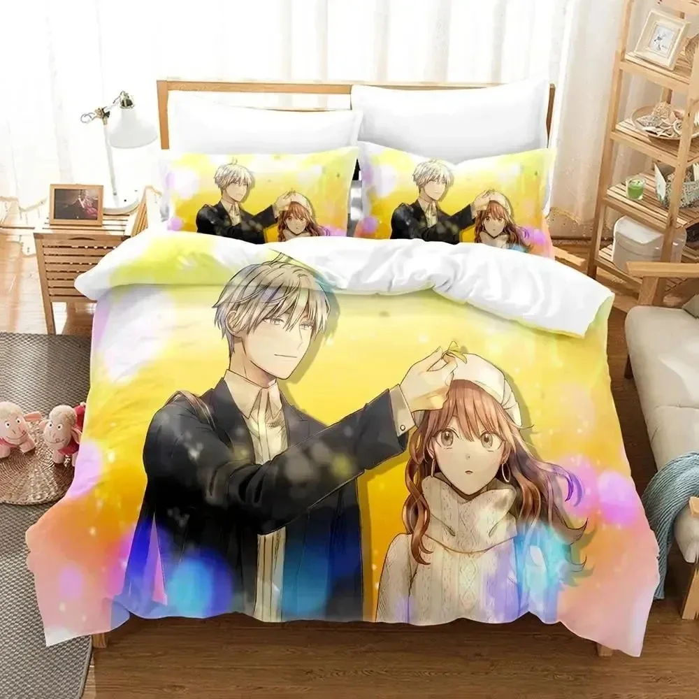 Anime Ice Guy and His Cool Female Colleague Bedding Set Boys Girls Twin Queen Size Duvet Cover Pillowcase Bed Kids Adult