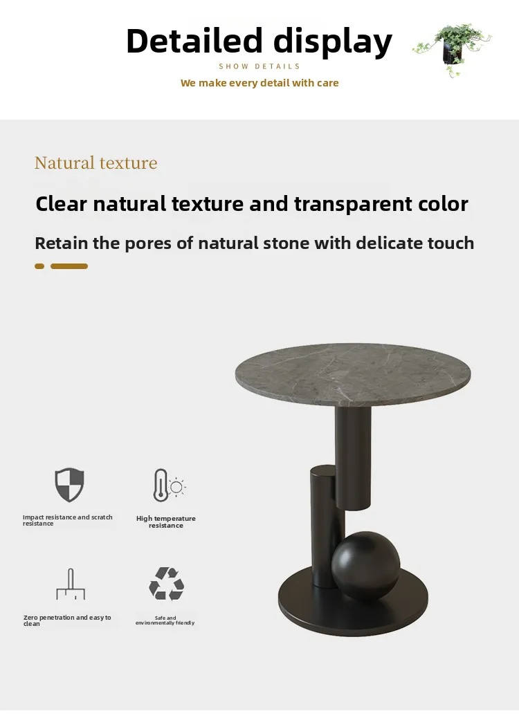 Living room sofa side table balcony small round table Internet celebrity bedside cabinet creative rock slab small side table